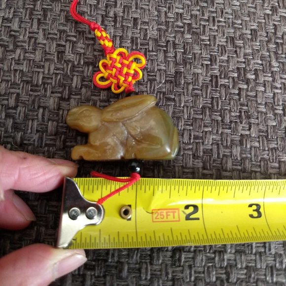 vintage 70s jade bunny rabbit dangler lanyard charm - Picture 6 of 7